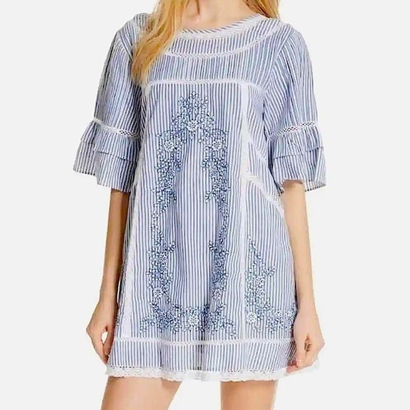 Free People Sunny Day Shirt Dress Ruffle Sleeves - Picture 12 of 12